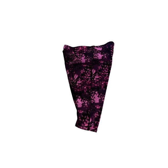 JMS Just My Size Womans 3X Active Leggings Dark Purple Black Floral - Picture 2 of 12